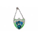 LIBERTY & CO: ART NOUVEAU SILVER AND ENAMEL PENDANT