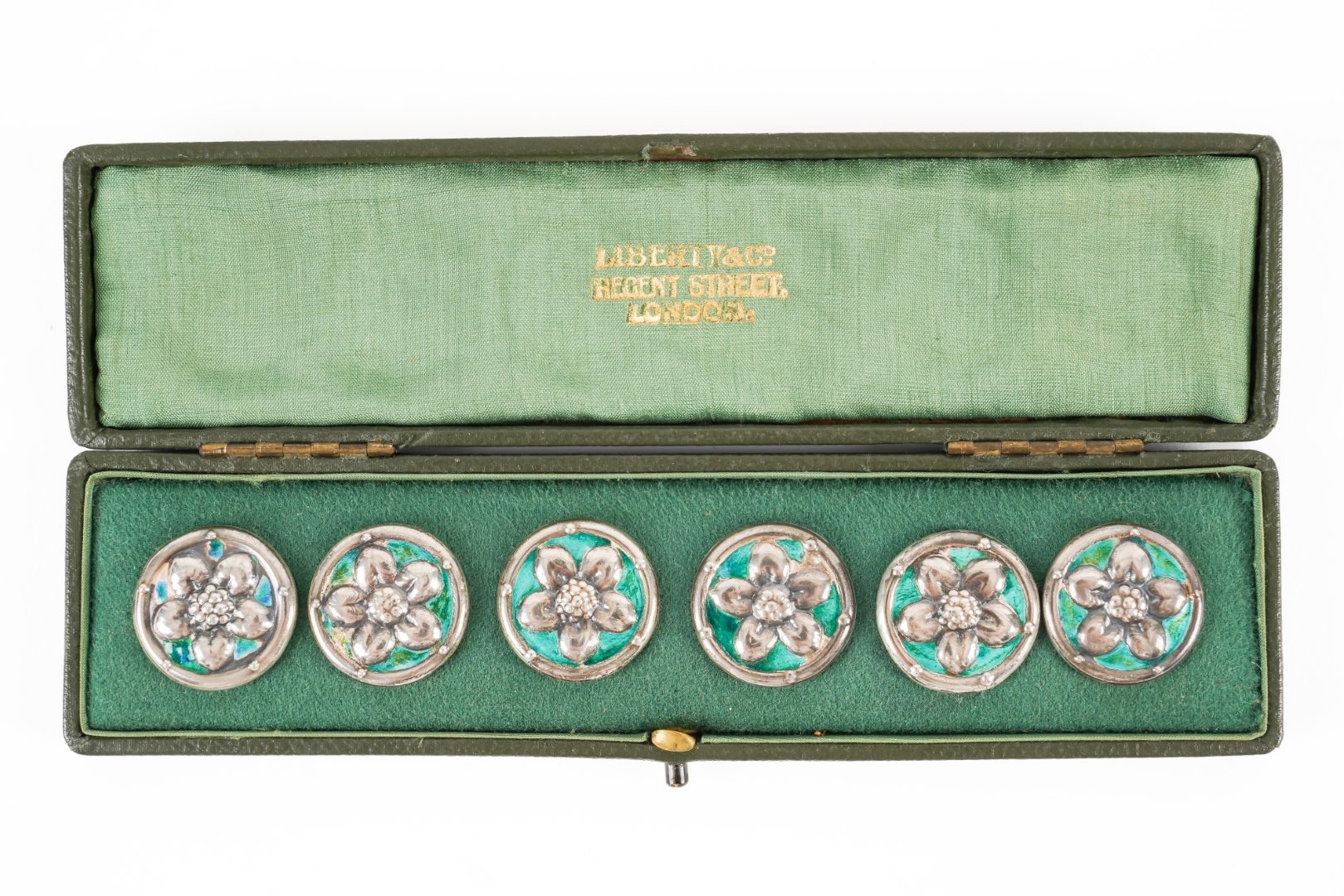 A SET OF SIX LIBERTY AND CO SILVER AND ENAMELLED BUTTONS (6) - Image 2 of 3