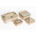 THREE ART DECO SILVER MOUNTED ONYX BOXES AND ANOTHER (4)