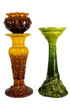 A BRETBY POTTERY GREEN GLAZED PEDESTAL