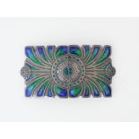 A LIBERTY AND CO SILVER AND ENAMEL TWO PIECE WAISTBELT BUCKLE