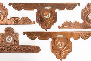 A SET OF FOUR ART NOUVEAU COPPER DOOR PLATES (QTY)