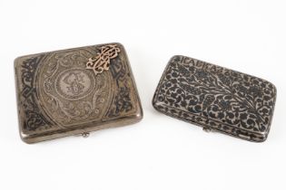 TWO RUSSIAN NIELLO DECORATED CASES (2)