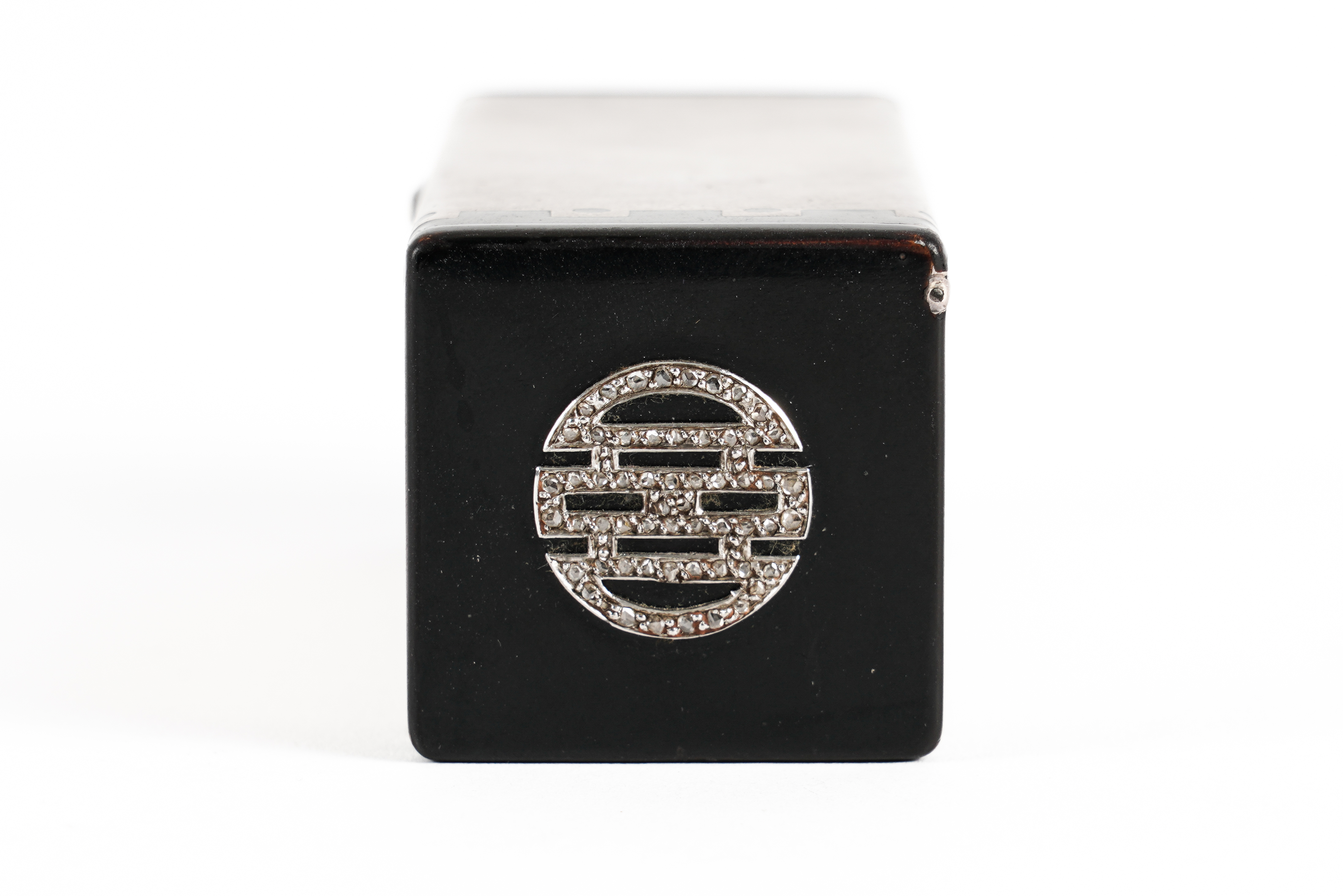 A CARTIER SILVER, DIAMOND SET AND BLACK ENAMELLED RECTANGULAR HINGE LIDDED BOX - Image 3 of 3