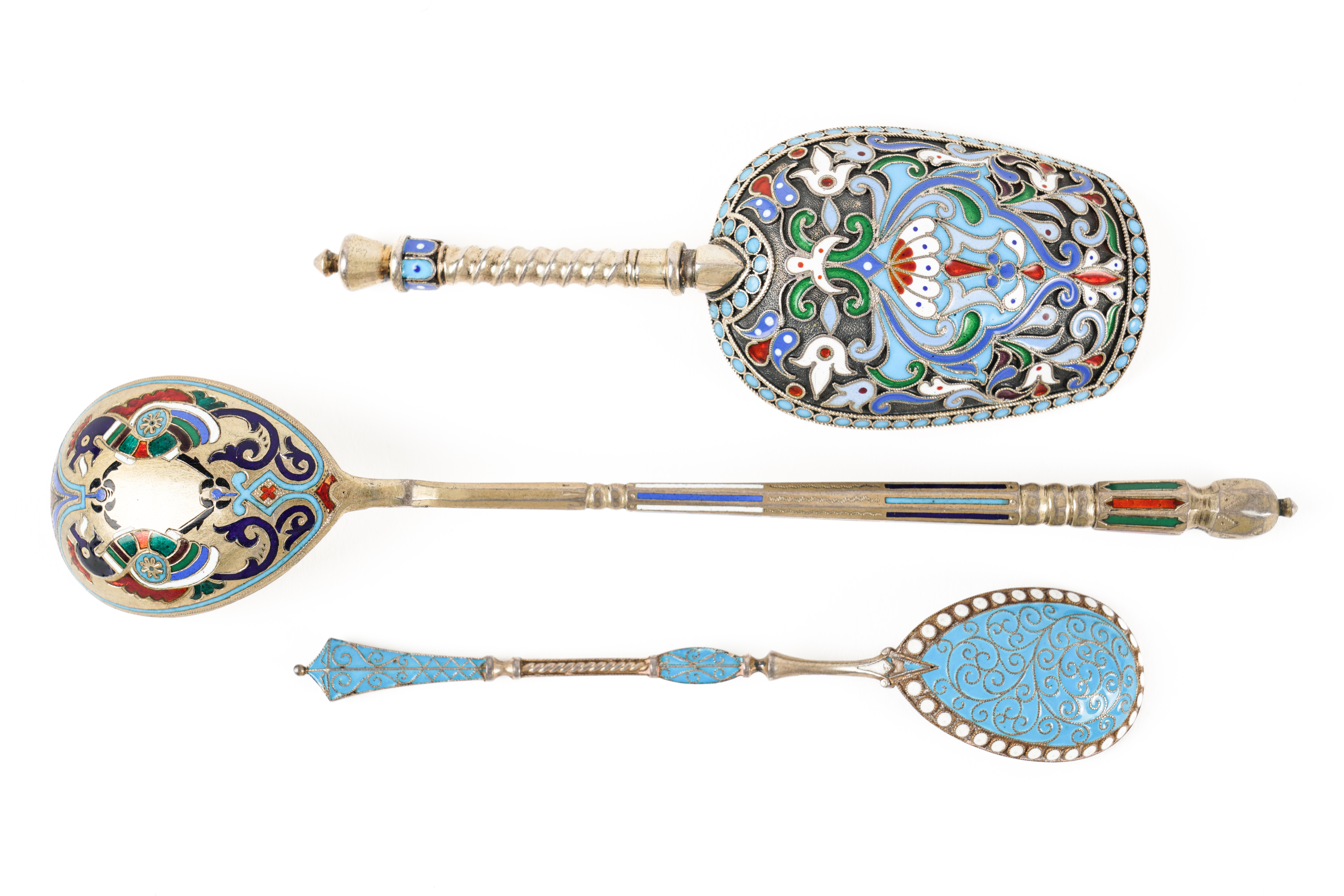 THREE ENAMELLED SPOONS (3) - Image 2 of 4