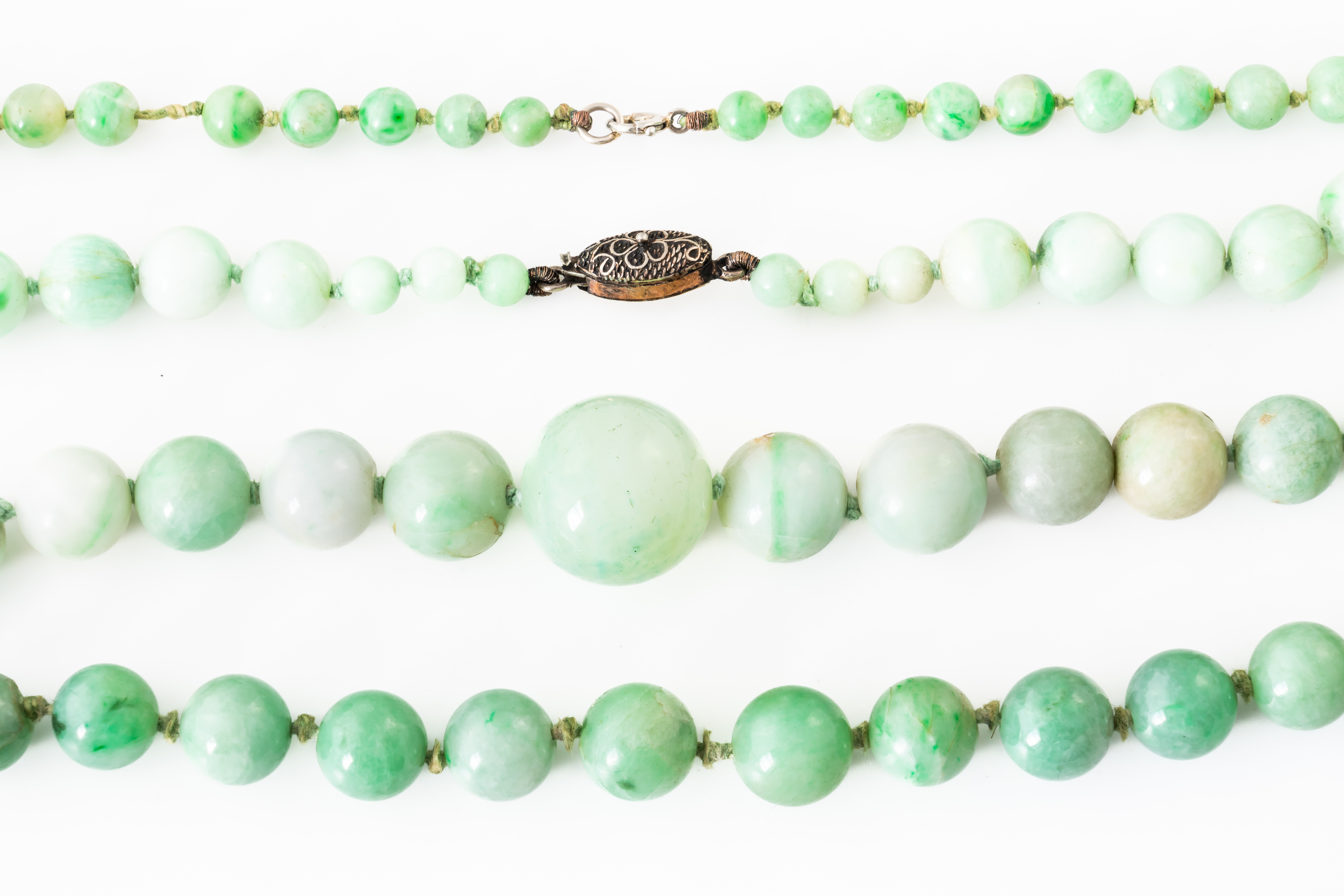 TWO JADEITE JADE BEAD NECKLACES (2) - Image 2 of 2