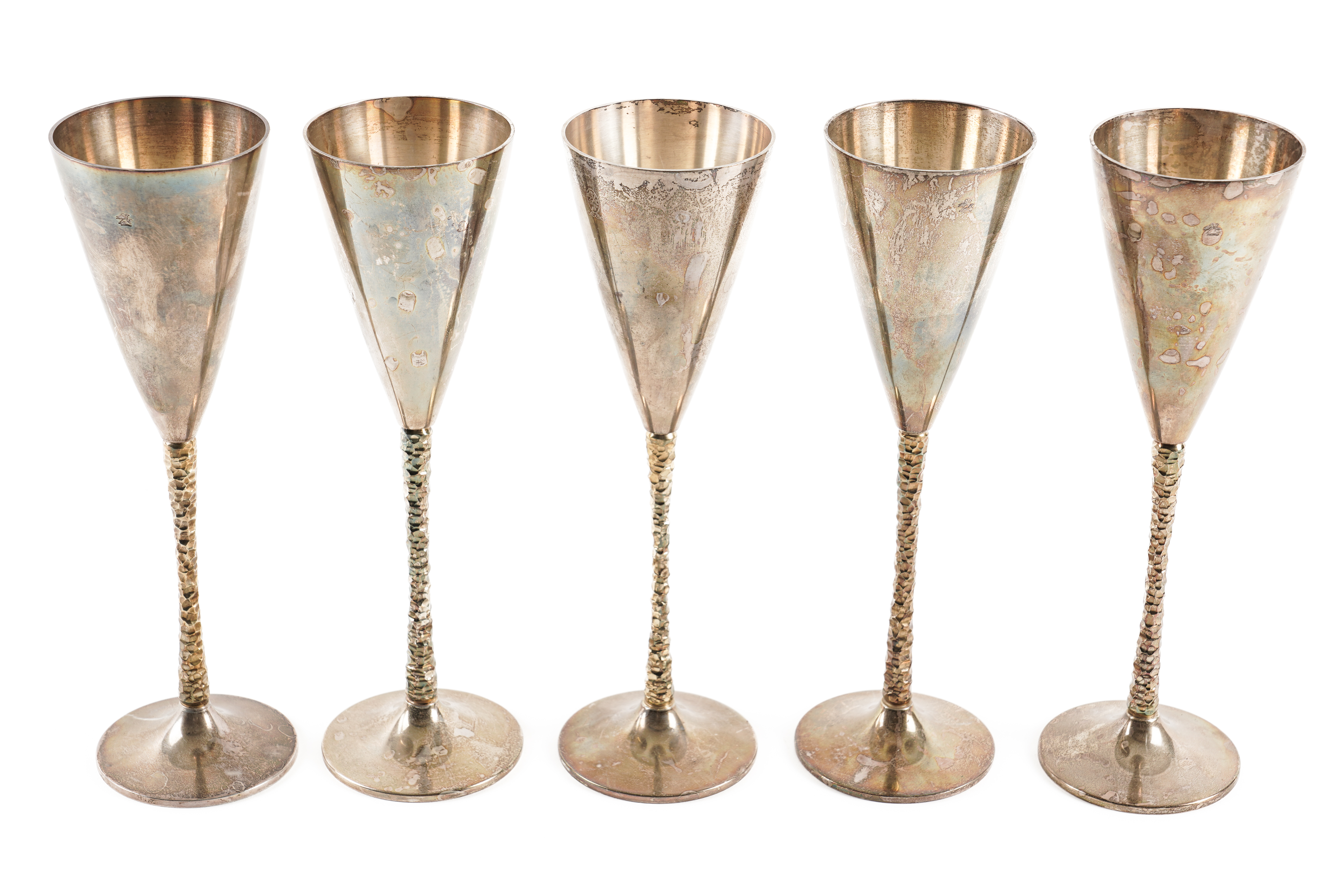 FIVE STUART DEVLIN SILVER WINE GOBLETS (5) - Image 2 of 4