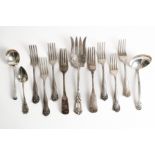 A GROUP OF STERLING ART NOUVEAU FLATWARE (12)