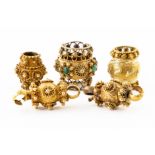 FIVE VICTORIAN GOLD JEWELLERY FITTINGS (5)