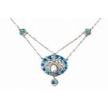 MURRLE BENNET - A PEARL AND ENAMEL PENDANT