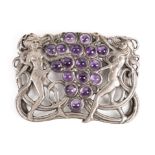 A RAMSDEN AND CARR SILVER AND AMETHYST CHOKER RIBBON SLIDE