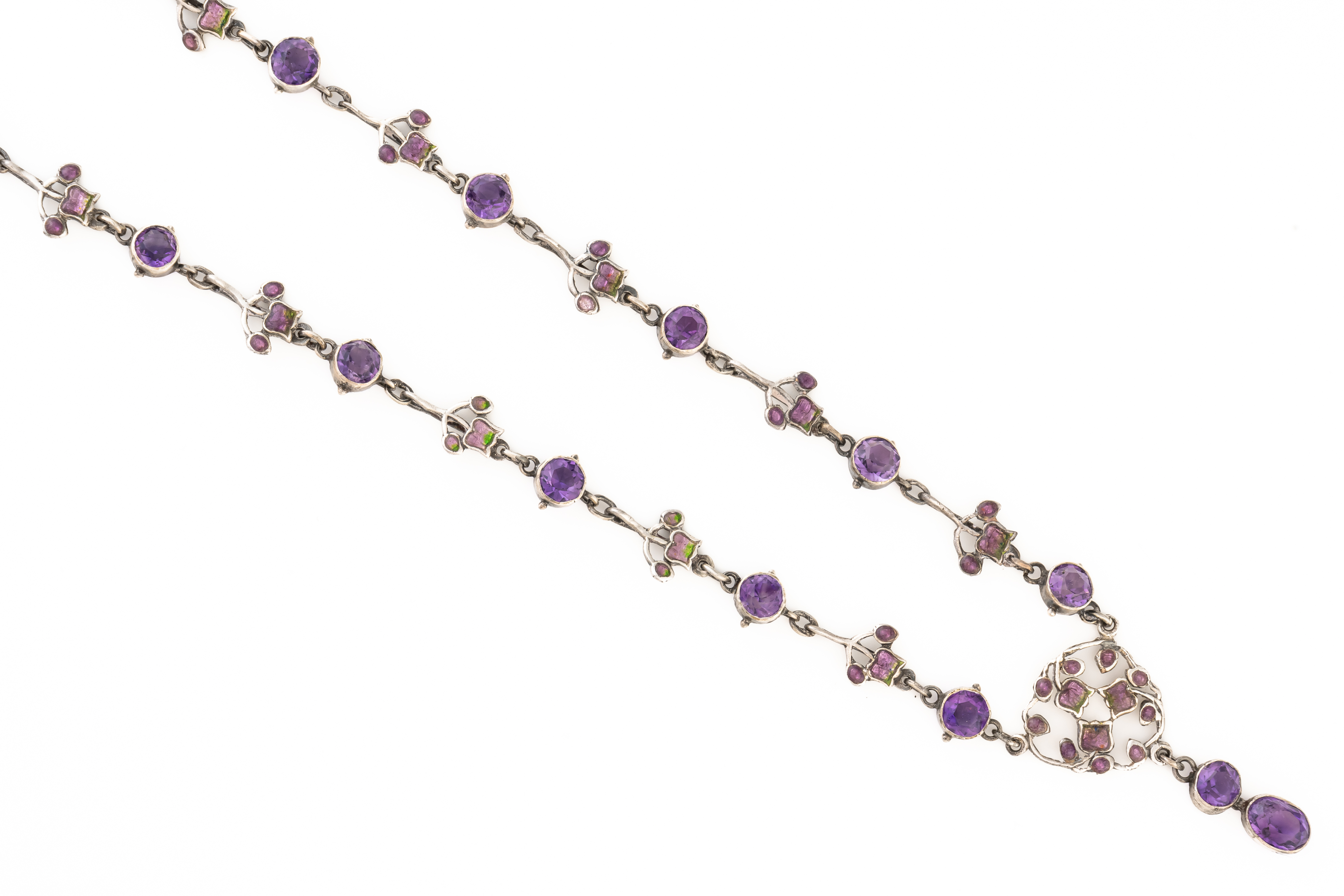 LIBERTY & CO: A SILVER, AMETHYST AND ENAMEL PENDANT NECKLACE - Image 2 of 4