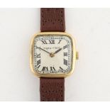 A LADY'S 18K GOLD CASED MANUAL WIND WRISTWATCH