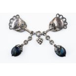 GEORG JENSEN: A SILVER, LABRADORITE & MOONSTONE BROOCH