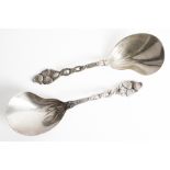 TWO SIMILAR TIFFANY AND CO STERLING FRUIT SERVING SPOONS (2)