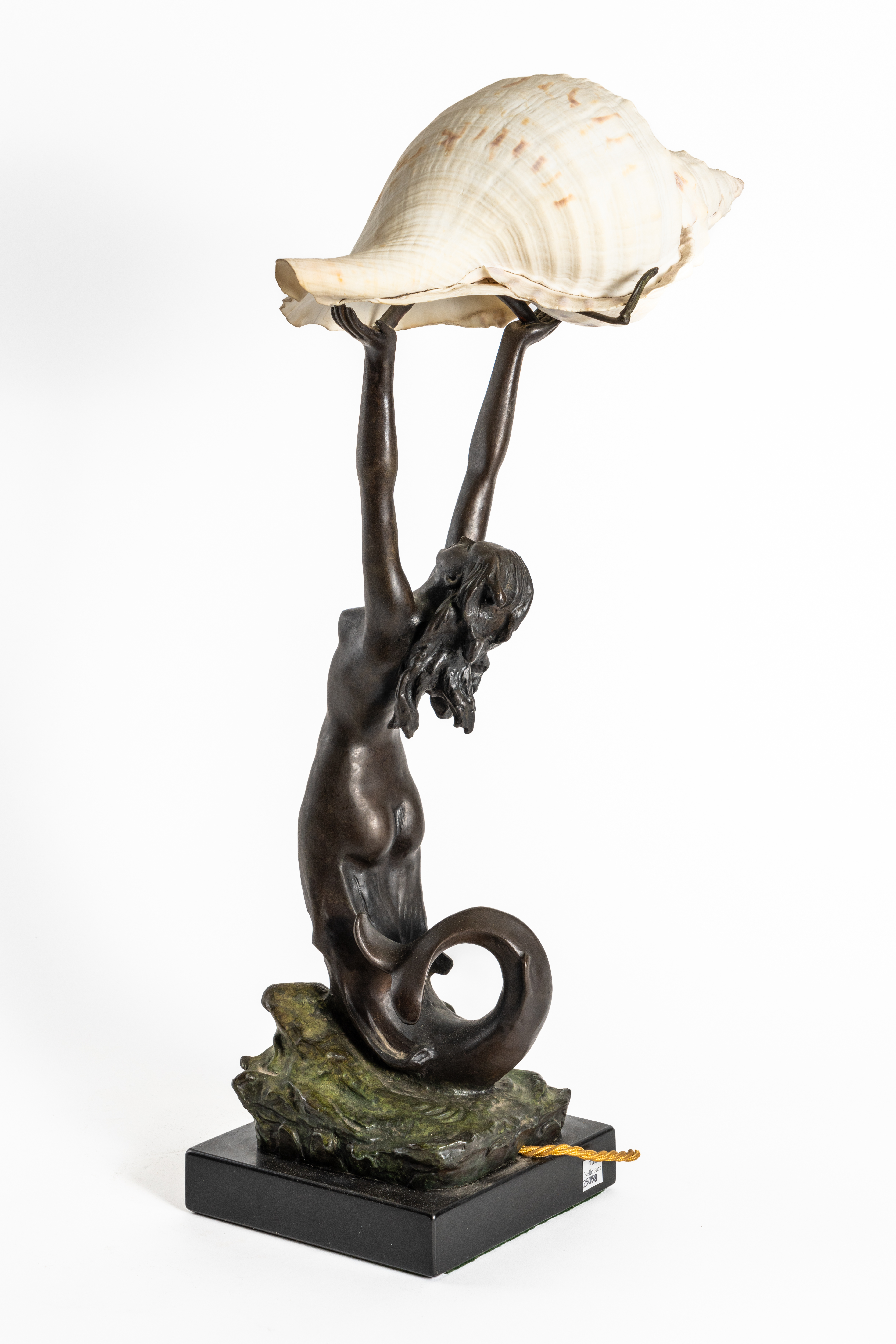 A FRENCH ART NOUVEAU BRONZE MERMAID FIGURAL TABLE LAMP - Image 8 of 9