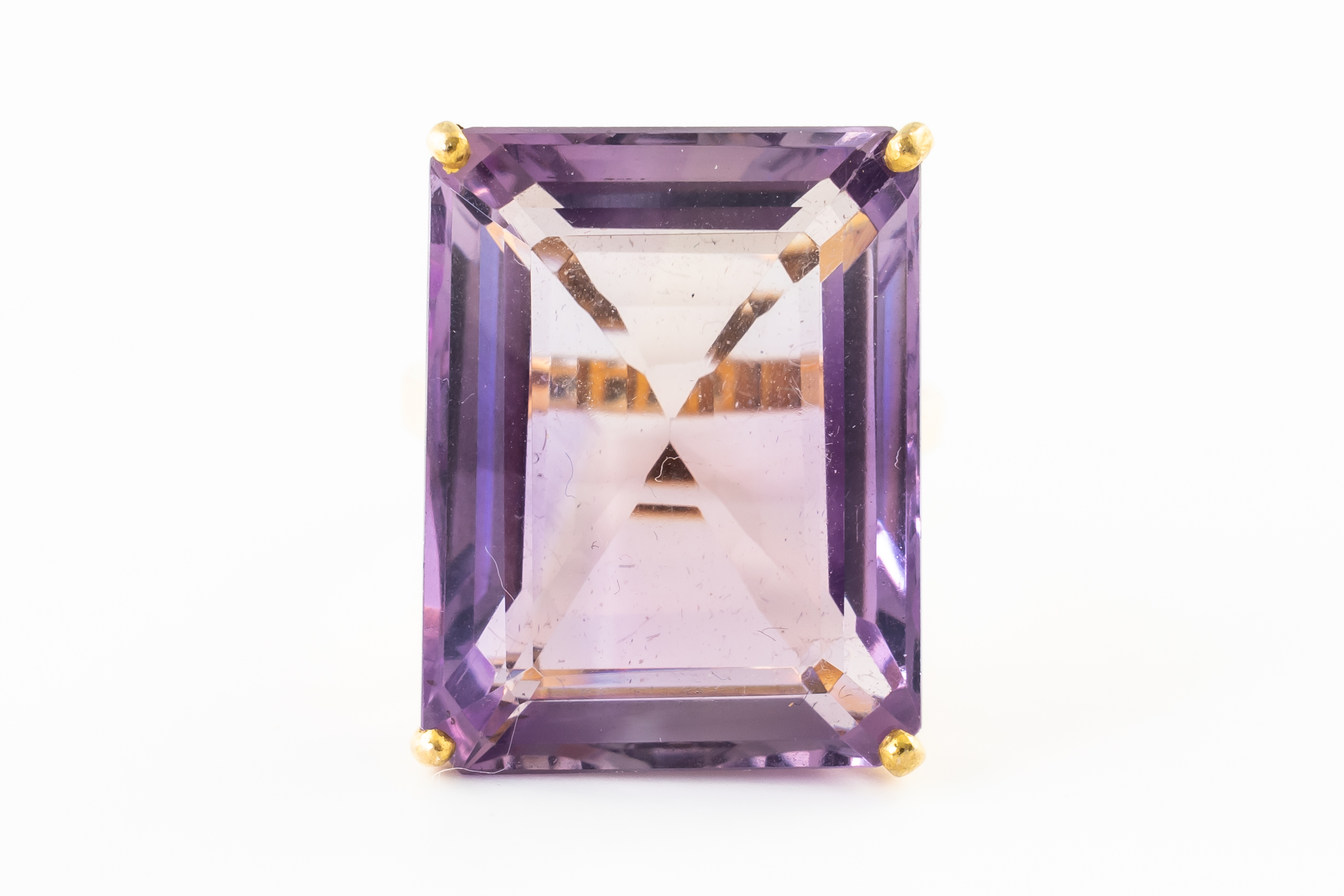 A LARGE AMETHYST COCKTAIL RING