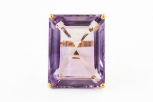 A LARGE AMETHYST COCKTAIL RING