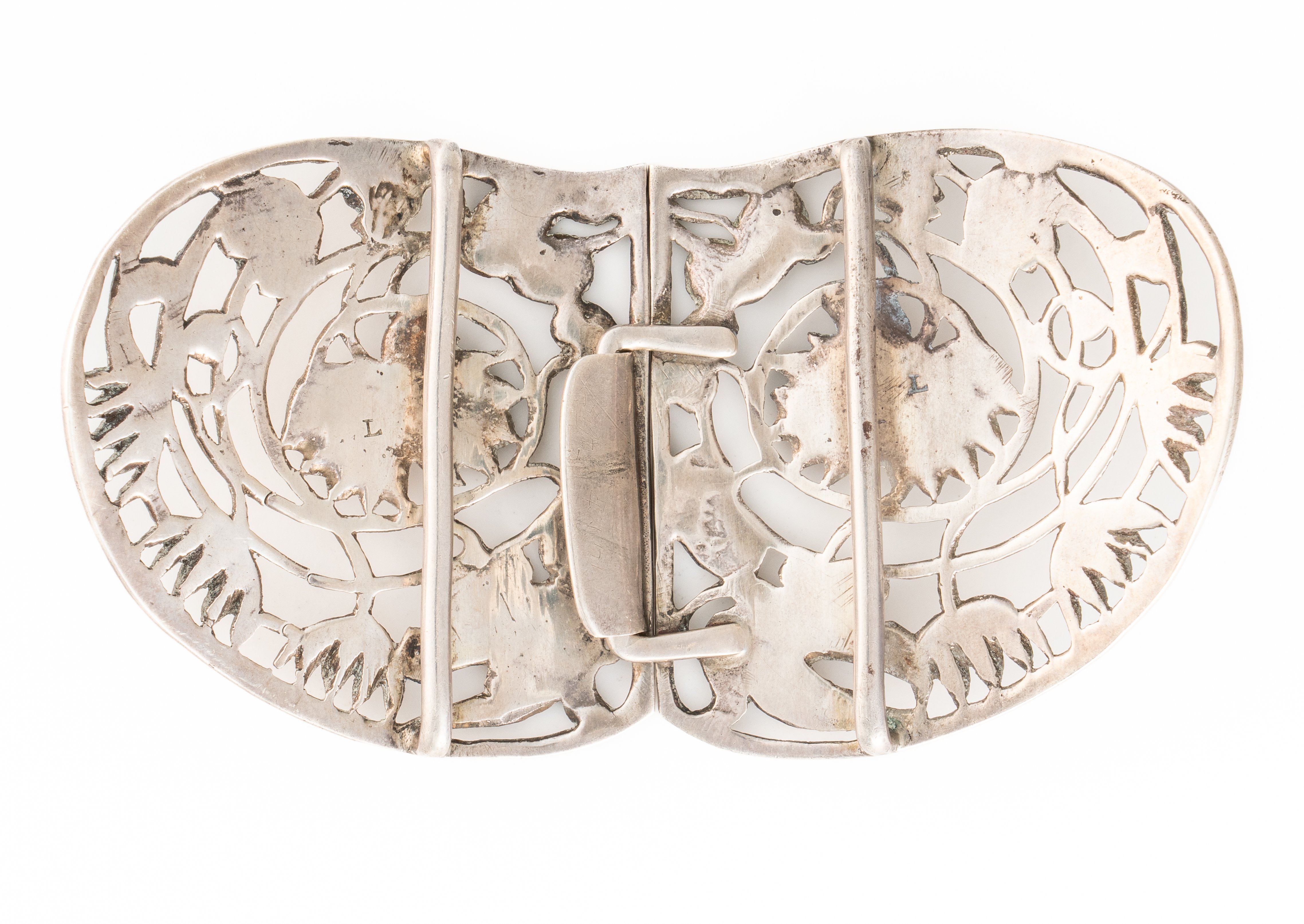 A SILVER TWO PIECE WAISTBELT BUCKLE - Image 2 of 2