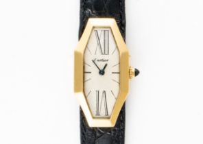 AN EXTREMELY RARE GENTLEMAN'S SIZE 18CT GOLD CARTIER "LOSANGE" MANUAL WIND WRISTWATCH