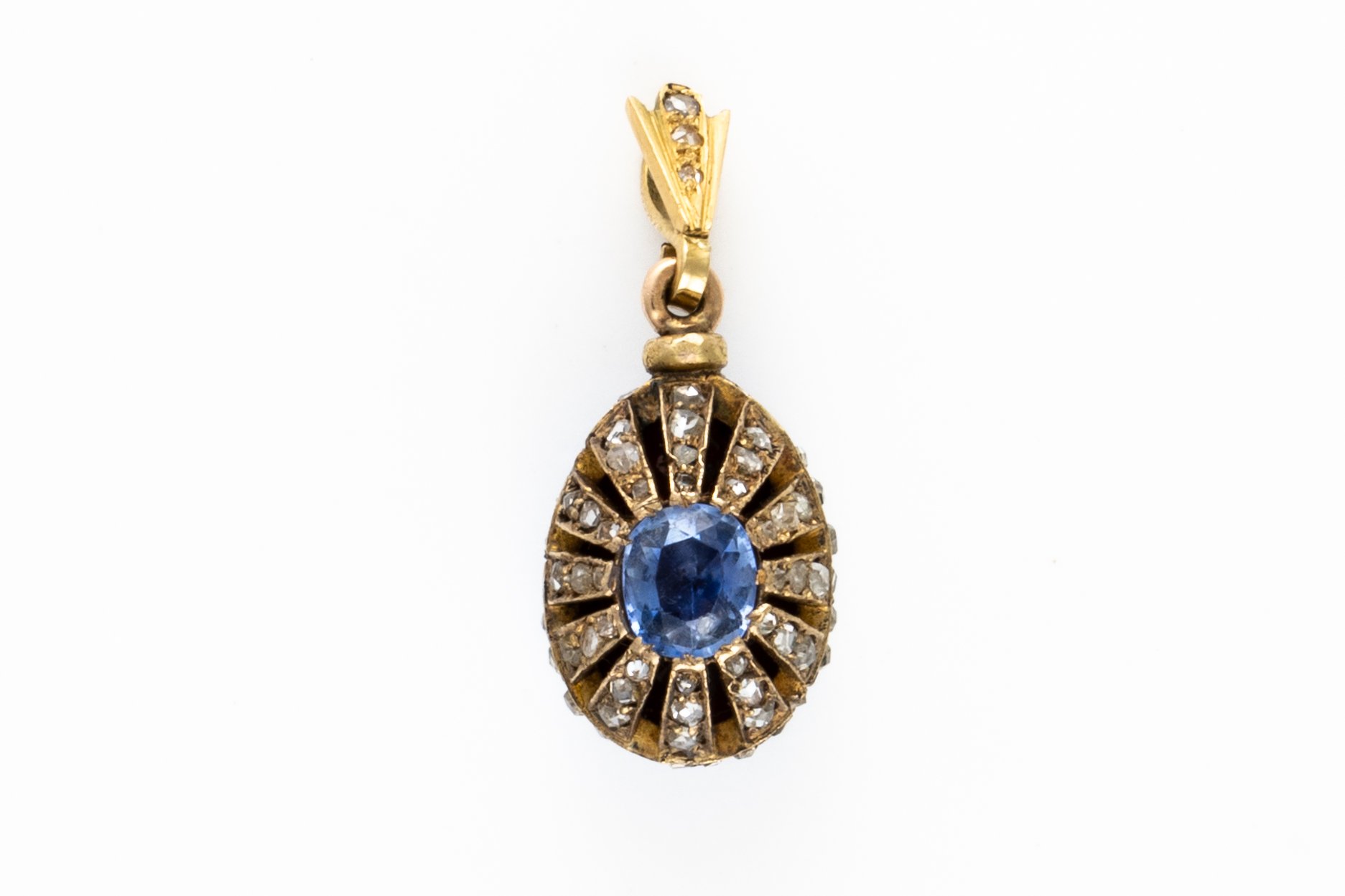 A SAPPHIRE, DIAMOND AND ENAMEL EGG CHARM - Image 2 of 4