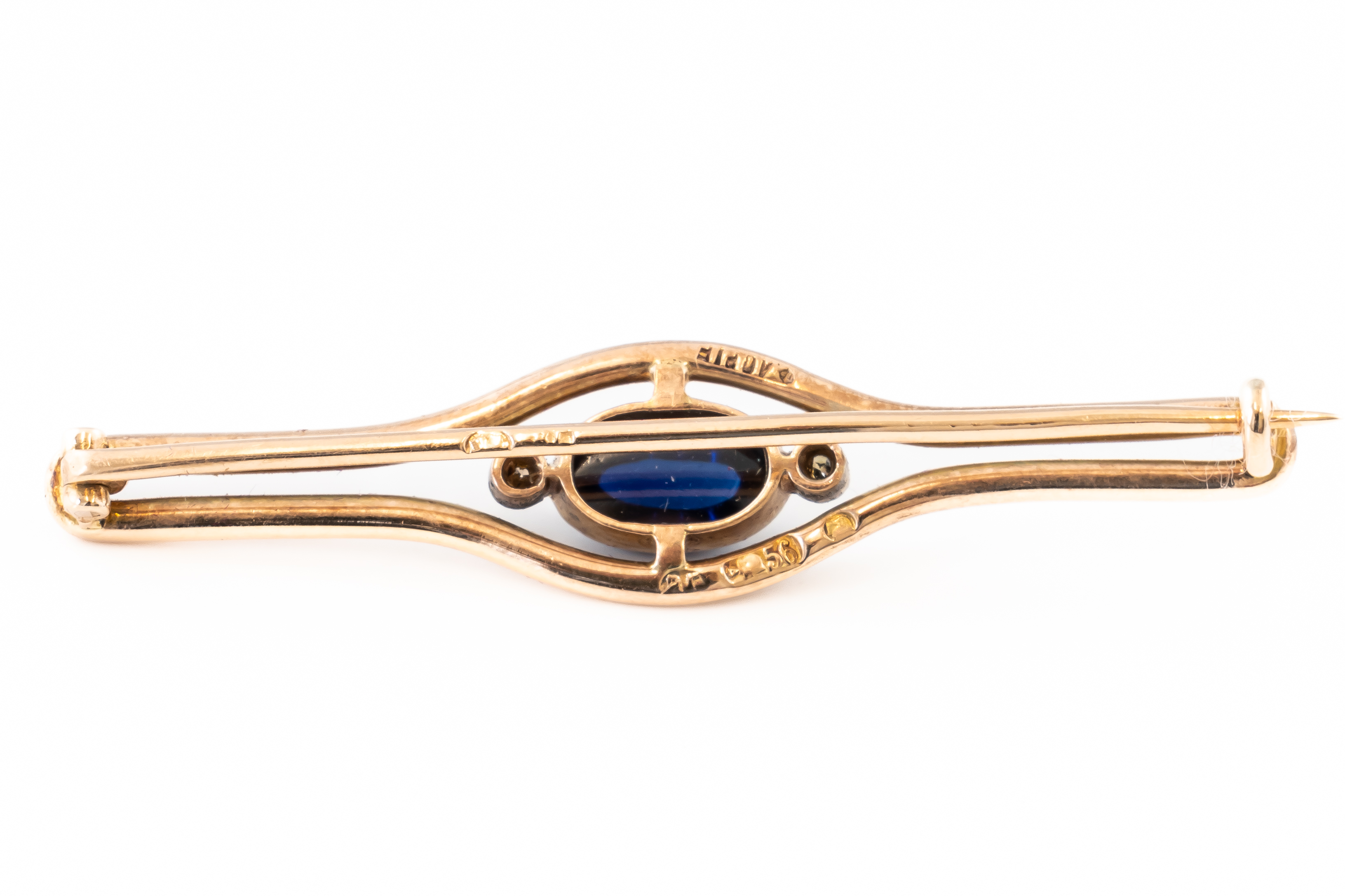 A RUSSIAN SAPPHIRE AND DIAMOND BROOCH - Image 2 of 3