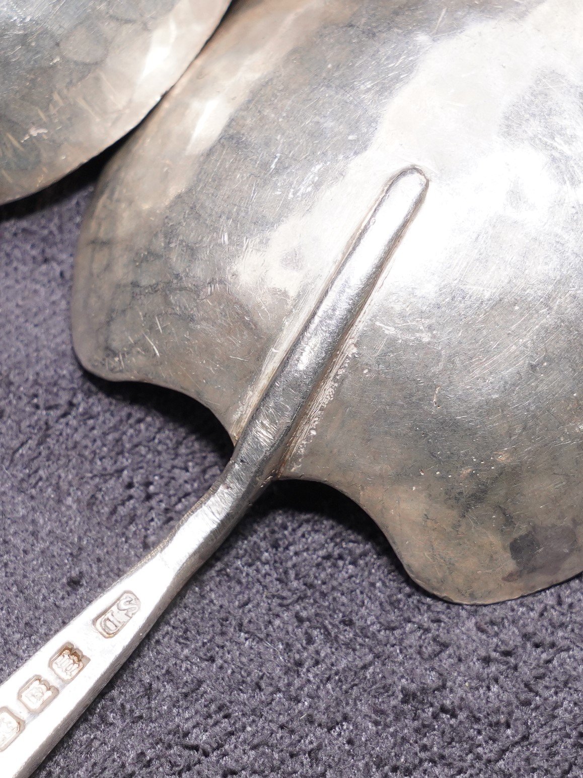 TWO SIMILAR SILVER SPOONS AND A SILVER CADDY SPOON (3) - Image 3 of 4