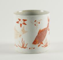 A CHINESE PORCELAIN BRUSH POT