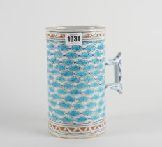 A LARGE ISNIK POTTERY TANKARD