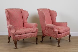 A PAIR OF GEORGE I STYLE WINGBACK ARMCHAIRS (2)