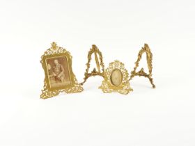 TWO VICTORIAN GILT-BRASS FRAMES AND ANOTHER PAIR (4)