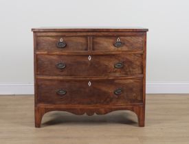 A REGENCY MAHOGANY BOWFRONT FOUR DRAWER CHEST