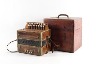 A PARQUETRY INLAID ACCORDION IN CASE