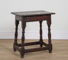 A 17TH CENTURY AND LATER OAK JOINT STOOL