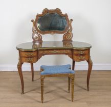 A MID 20TH CENTURY FRENCH GILT METAL MOUNTED DRESSING TABLE (2)
