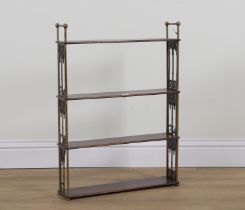 A 19TH CENTURY GOTHIC REVIVAL ROSEWOOD FOUR TIER WALL SHELF