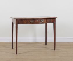 A GEORGE III MAHOGANY SERPENTINE SINGLE DRAWER SERVING TABLE