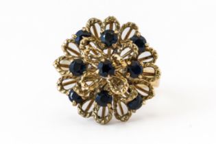 A SAPPHIRE CLUSTER RING