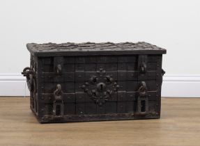 A GERMAN IRON 'ARMADA' STRONG BOX OR CHEST