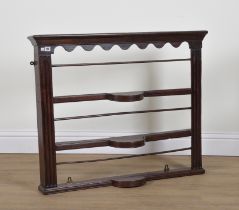 AN 18TH CENTURY AND LATER OAK THREE TIER HANGING PLATE RACK