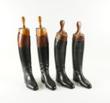 TWO PAIRS OF LEATHER RIDING BOOTS WITH TREES (4)