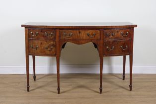 A GEORGE III MAHOGANY BOW FRONTED SIDEBOARD