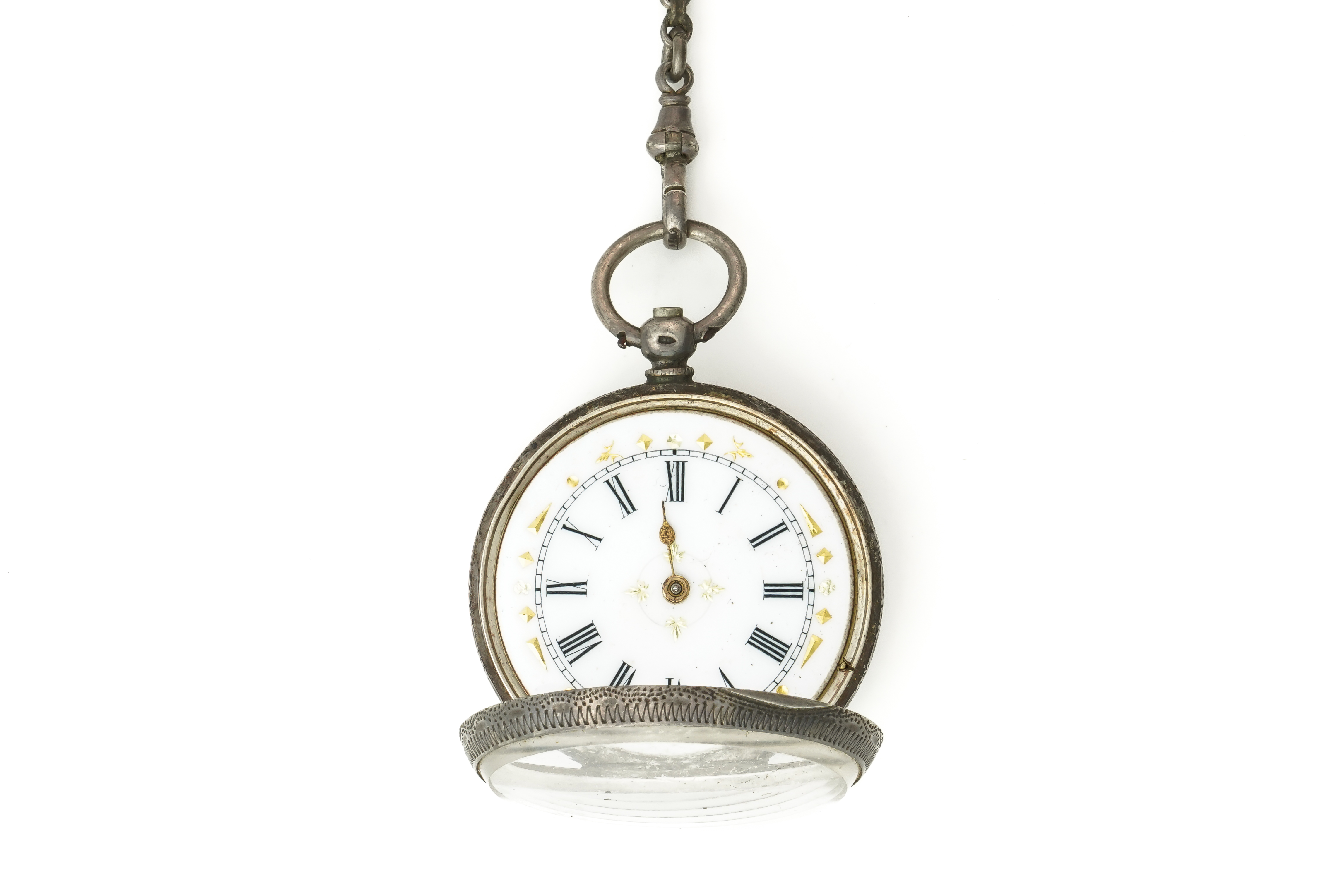 A TAVANNES WATCH CO GOLD OVAL CASED LADY'S WRISTWATCH AND A SILVER FOB WATCH AND CHAIN (3) - Image 2 of 7