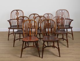 A SET OF NINE ASH AND ELM WINDSOR CHAIRS (9)