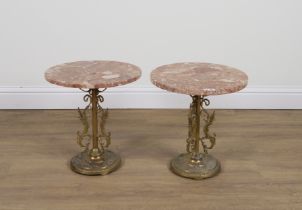 A PAIR OF 20TH CENTURY CIRCULAR MARBLE TOP OCCASIONAL TABLES (2)