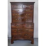 A GEORGE III MAHOGANY EIGHT DRAWER CHEST ON CHEST