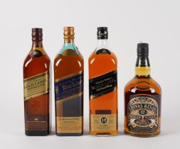 FOUR BOTTLES OF WHISKY INCLUDING A BOTTLE OF JOHNNIE WALKER BLUE LABEL (4)