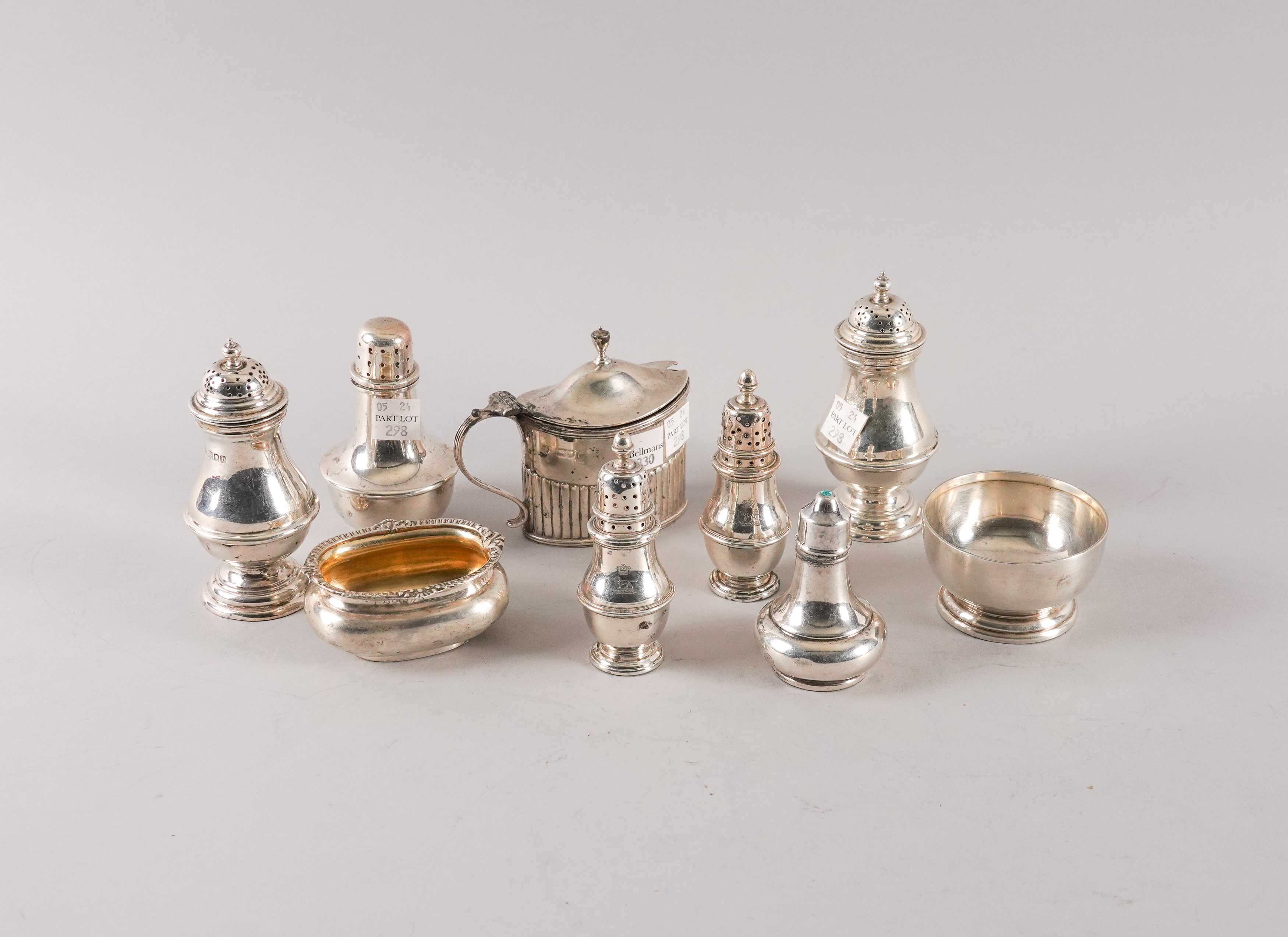A GROUP OF EIGHT SILVER CONDIMENTS (9) - Image 3 of 3