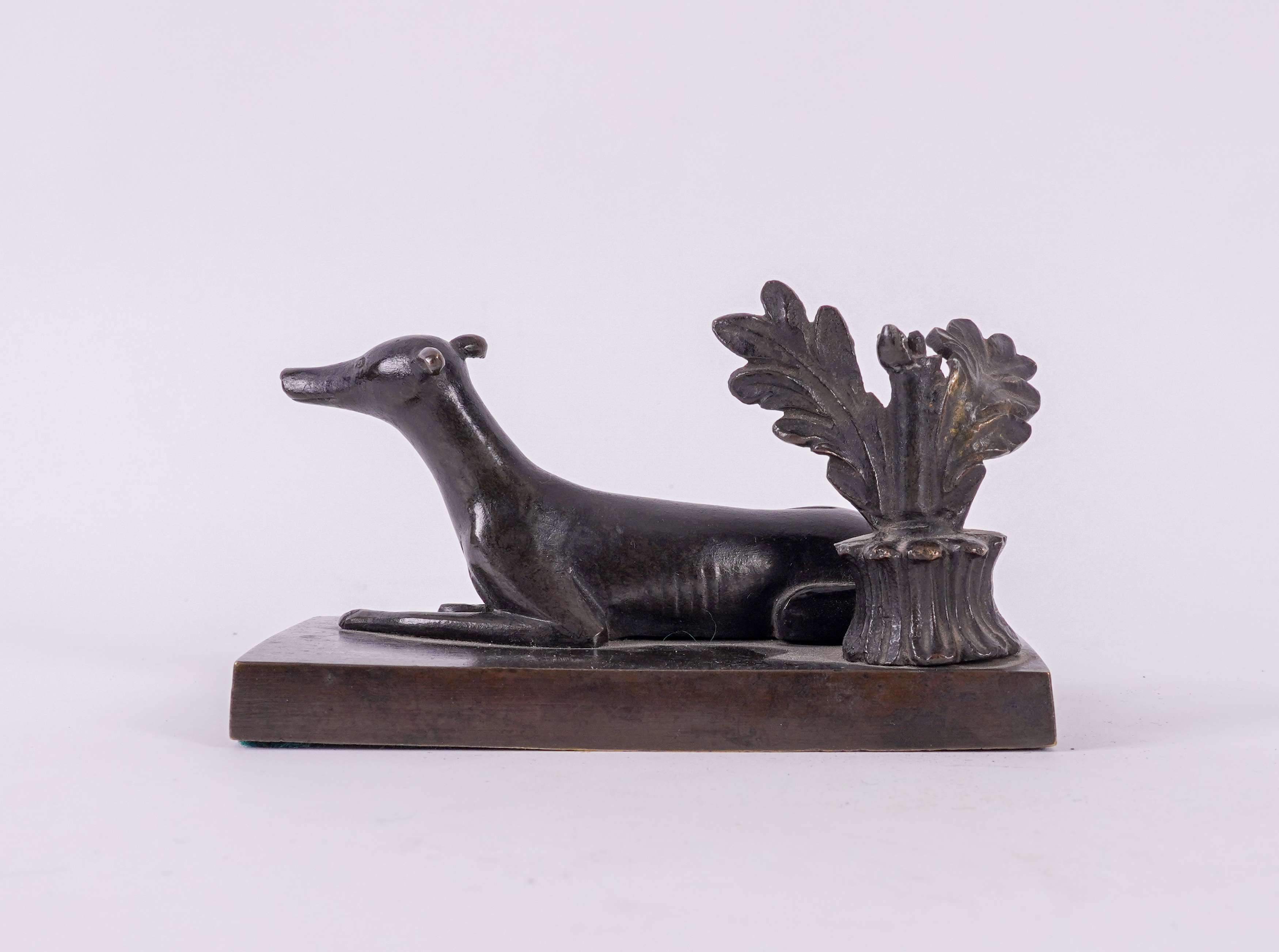 A REGENCY BRONZE GREYHOUND PAPERWEIGHT AND TWO ROUNDELS (3) - Image 5 of 5