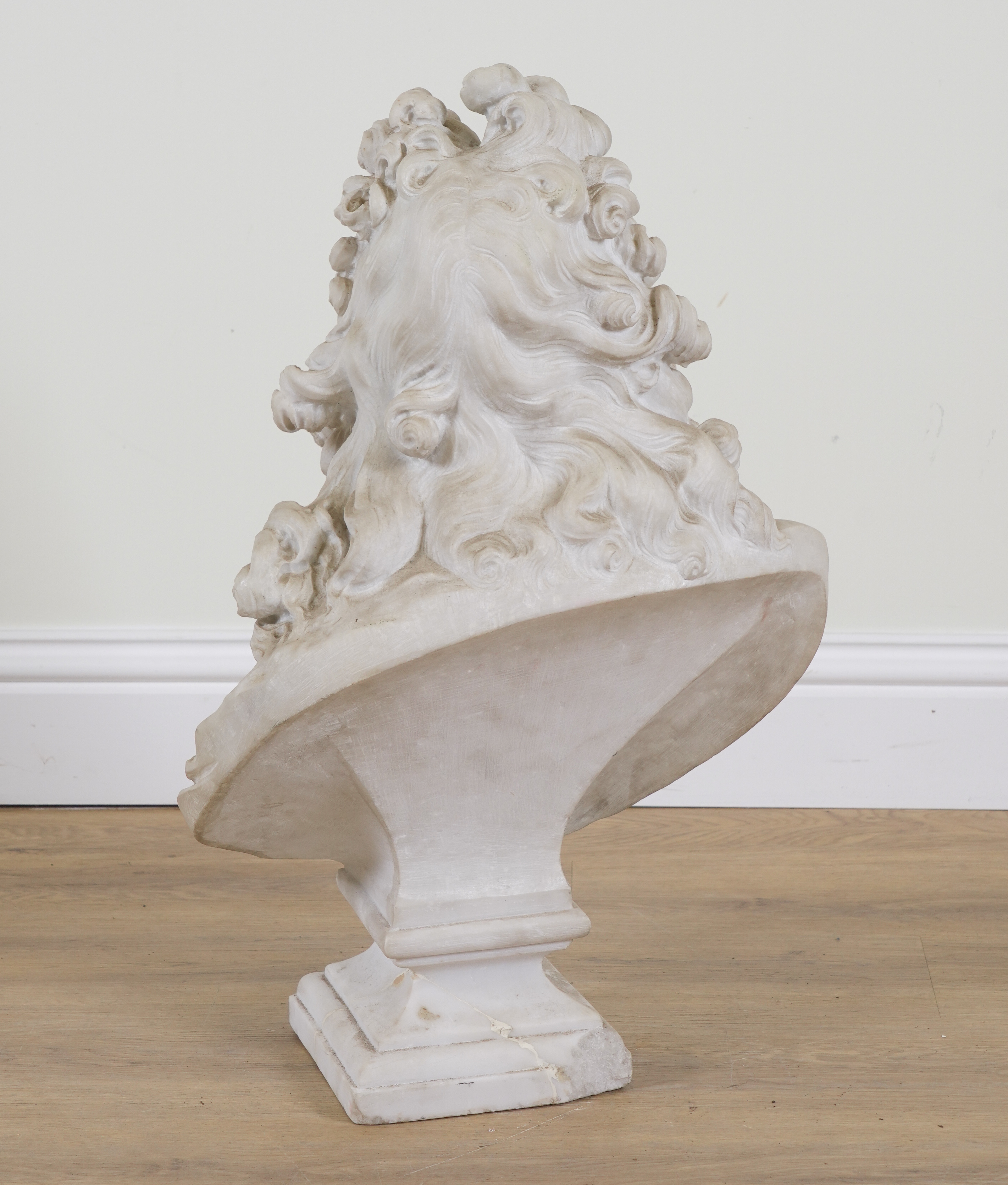 AFTER JEAN-JACQUES CAFFIERI: A CARVED MARBLE BUST OF CORNEILLE VAN CLEVE - Image 4 of 5